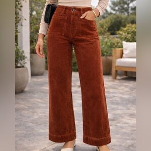 Anthropologie Maeve The Colette high rise  Wide-Leg Corduroy Pants rust size 25